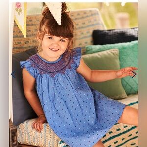 Nautical Swiss Dots Smocked Dress- Size 3